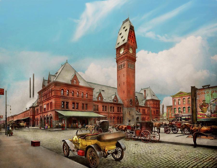 Chicago Photograph - City - Chicago Ill - Dearborn Station 1910 by Mike Savad