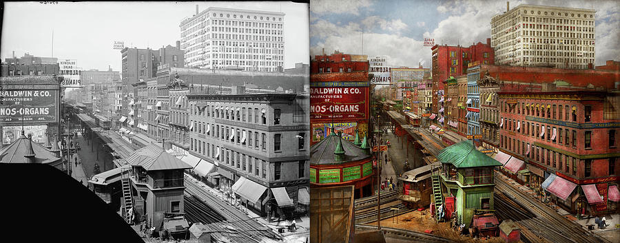 City - Chicago - Piano Row 1907 - Side by Side Photograph by Mike Savad