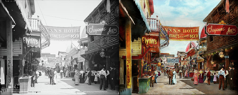 City - Coney Island NY - Bowery Beer 1903 - Side by Side Photograph by Mike Savad
