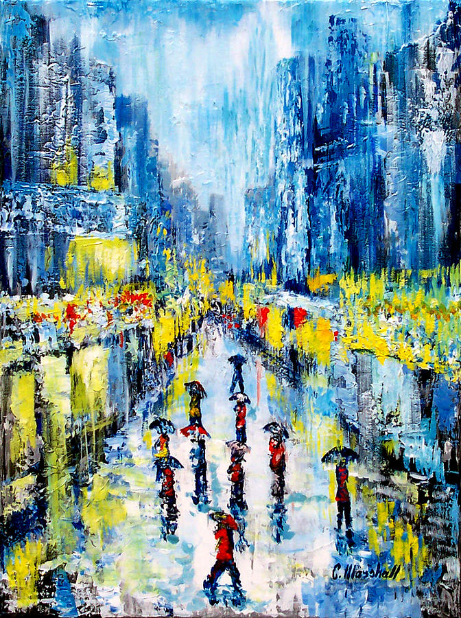 Abstract Painting - City Evening Storm by Claude Marshall