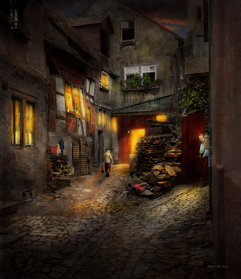 City - Germany - Alley - Coming home late 1904 Photograph by Mike Savad