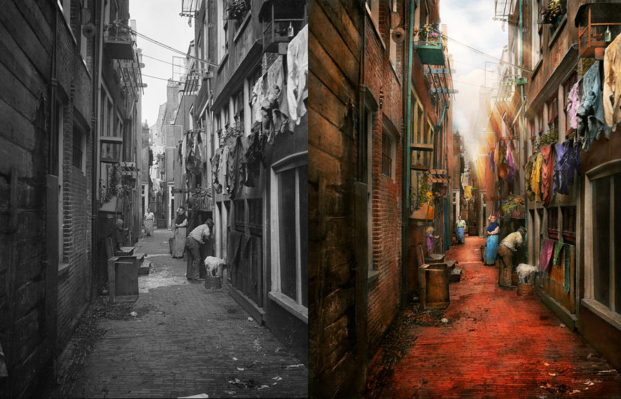 City - Germany - Alley - The other half 1904 - Side by Side Photograph by Mike Savad