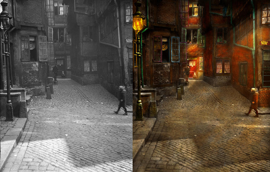 City - Germany - On a corner street 1904 - Side by Side Photograph by Mike Savad