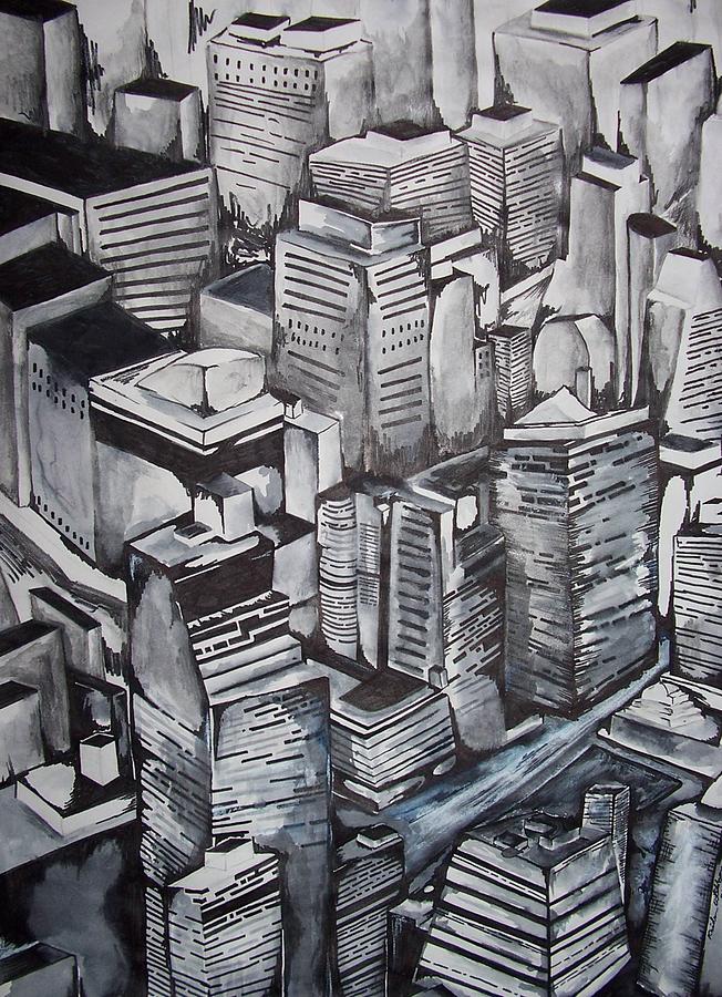City Drawing - City Grey by Kaidan Whitehouse