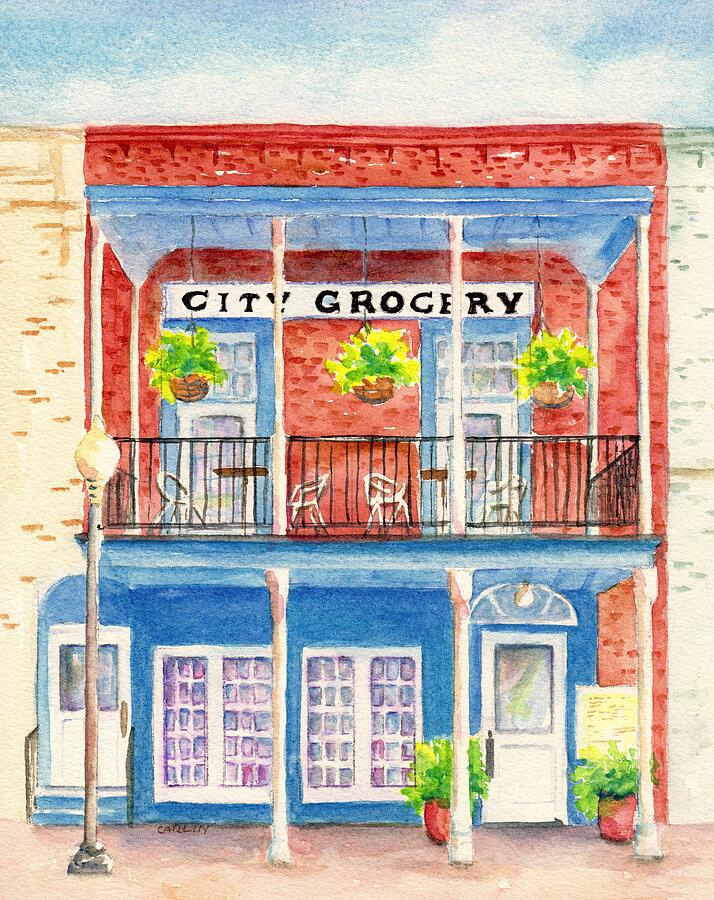 City Grocery Oxford Mississippi  Painting by Carlin Blahnik CarlinArtWatercolor
