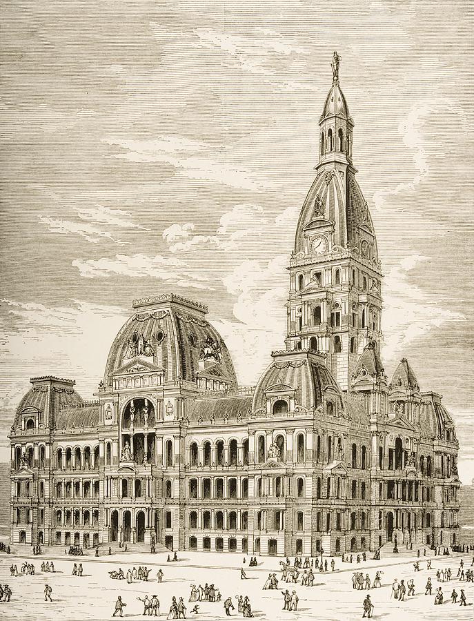 City Hall, Chicago, Illinois In 1870s Drawing by Vintage Design Pics