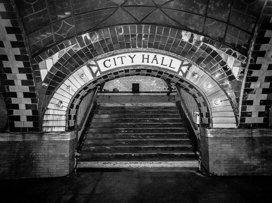City Hall Ghost Station Bw Photograph
