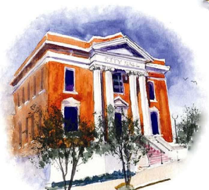 CITY HALL  Hattiesburg  Mississippi Painting by Bobby Walters