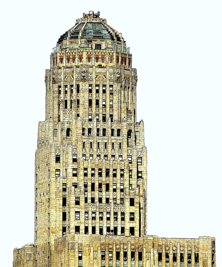 City Hall of Buffalo New York with Ink Sketch Effect Photograph by Rose Santuci-Sofranko