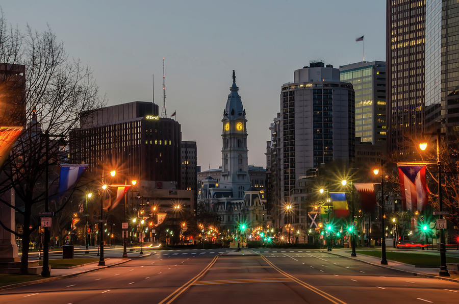 City Hall Philadelphia - Benjamin Franklin Parkway Photograph by Bill Cannon