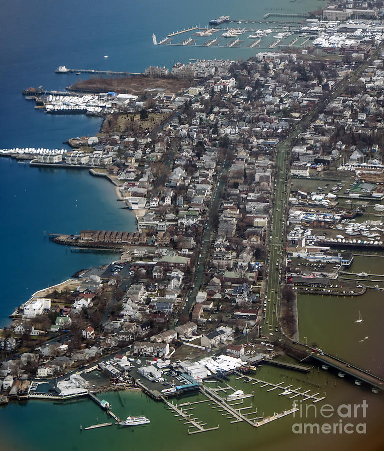 City Island in Bronx, New York Aerial Photo Photograph by David Oppenheimer