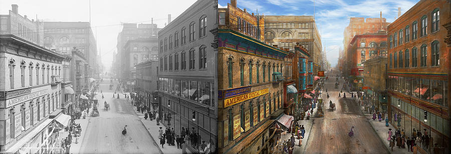 City - Kansas City MO - Petticoat Lane 1906 - Side by Side Photograph by Mike Savad
