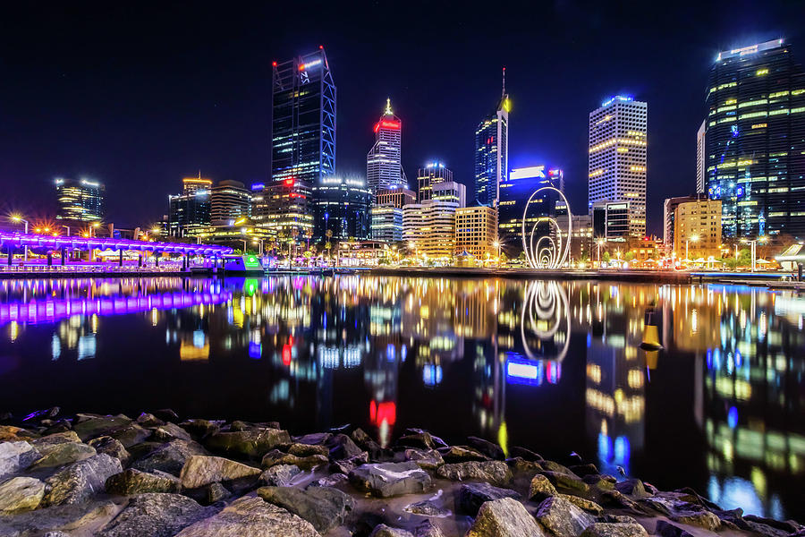 City Lights At Elizabeth Quay Photograph by Sue Errington-Wood