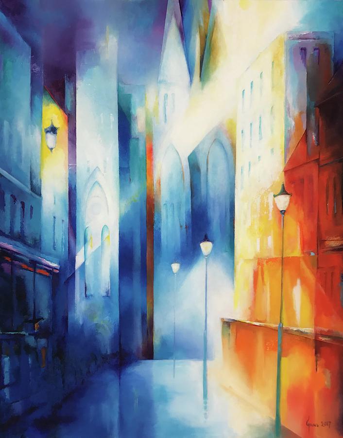 City lights Painting by Grus Lindgren