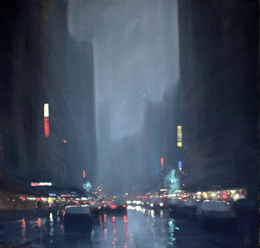 City Painting - City Lights by Mike Barr