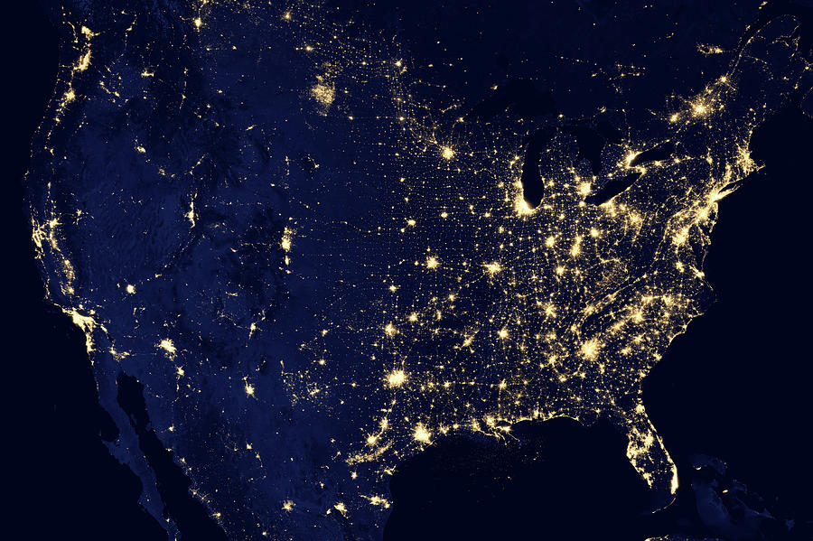 City Lights of the United States 2012 Photograph by Suomi NPP satellite