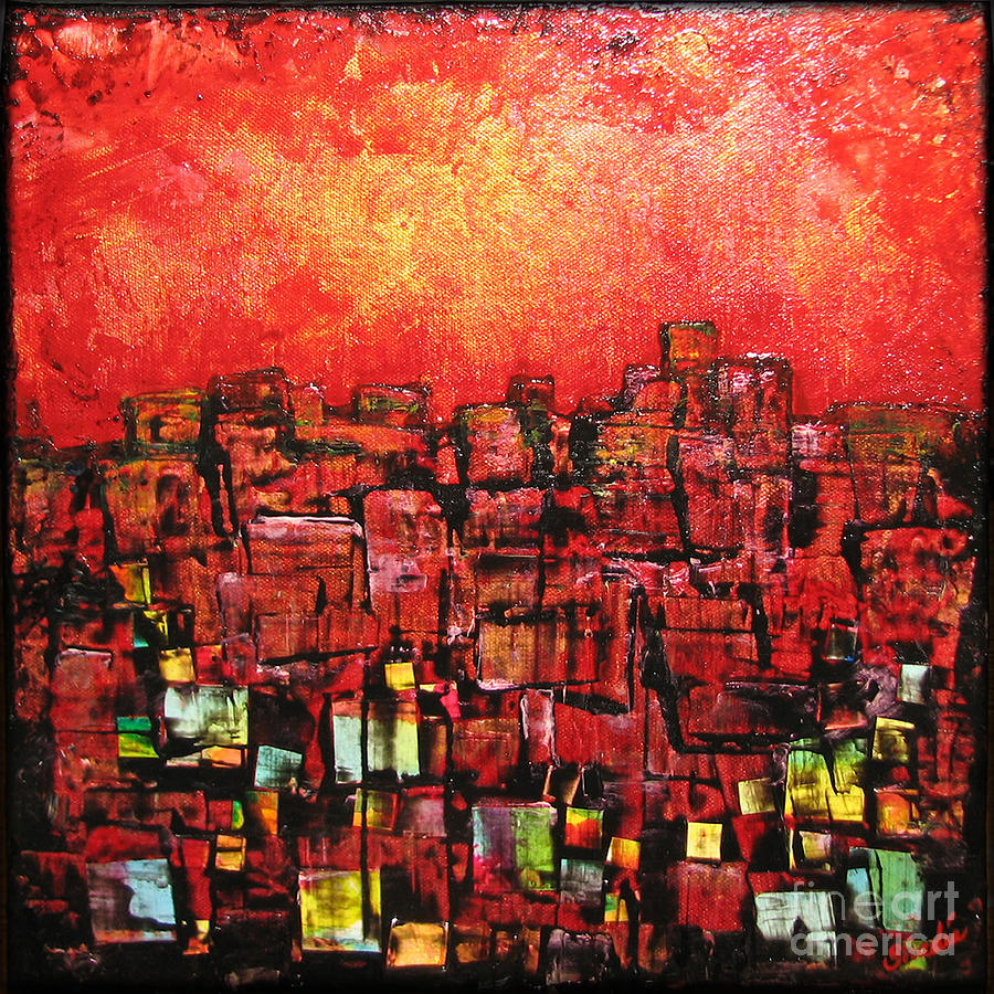 Abstract Painting - City Lights by Shadia Derbyshire
