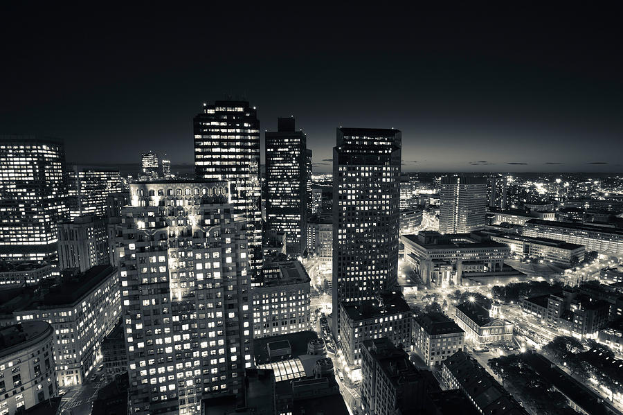 Architecture Photograph - City Lit Up At Dusk, Custom House by Panoramic Images