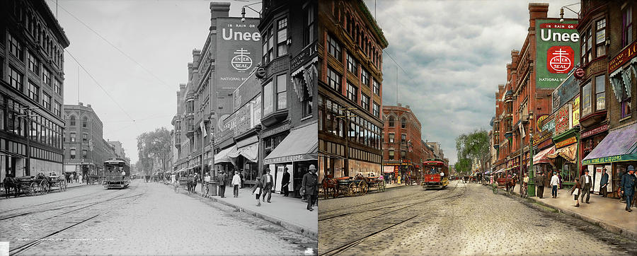 City - Lowell MA - A dam good company 1908 - Side by Side Photograph by Mike Savad