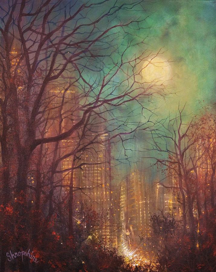 City Moon Painting by Tom Shropshire City Moon Painting by Tom Shropshire