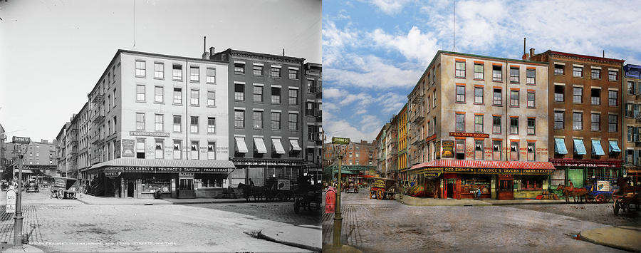 City - New York NY - Fraunces Tavern 1890 - Side by Side Photograph by Mike Savad