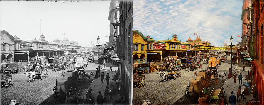 City - NY - A hundred some years ago 1900 - Side by Side Photograph by Mike Savad