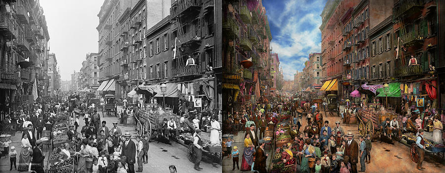 New York City Photograph - City - NY - Flavors of Italy 1900 Side by Side by Mike Savad