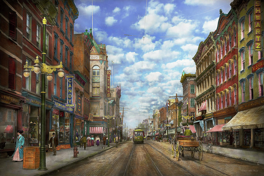 Main Street Poughkeepsie NY Early 1900's 8.5" x 11" REPRINT Photo Trolley