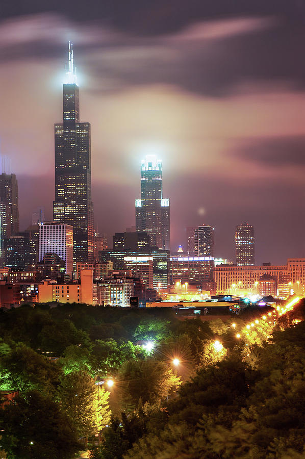 America Photograph - City of Chicago Skyline Over the Trees by Gregory Ballos