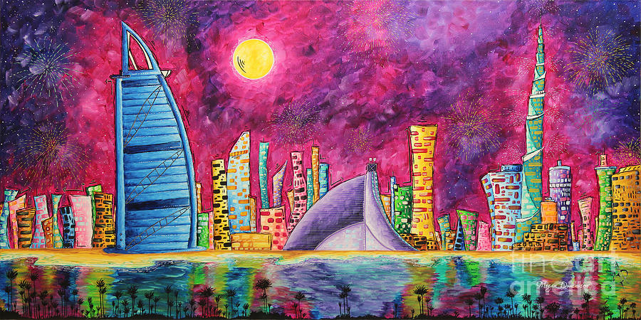 City of Dubai PoP Art Original Luxe Life Painting by MADART Painting by Megan Aroon