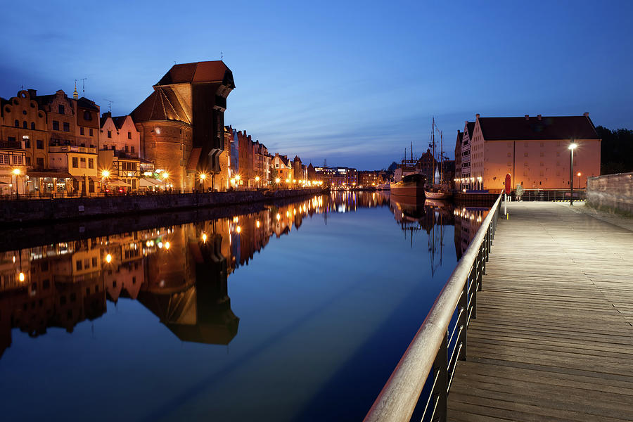 City of Gdansk by Night in Poland Photograph by Artur Bogacki