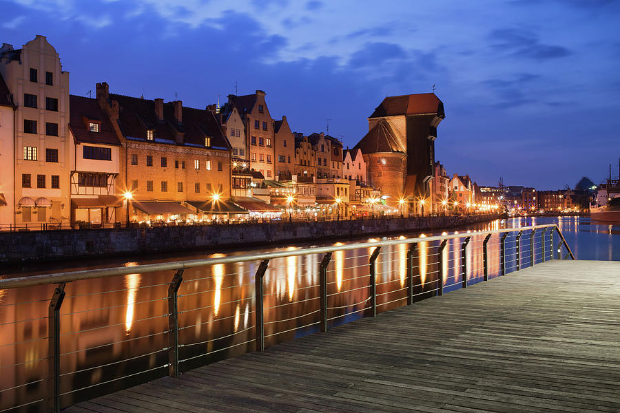 City of Gdansk Old Town Skyline at Night Photograph by Artur Bogacki