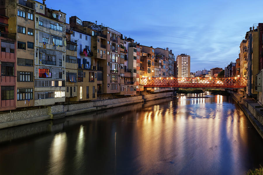 City of Girona at Twilight in Spain Photograph by Artur Bogacki