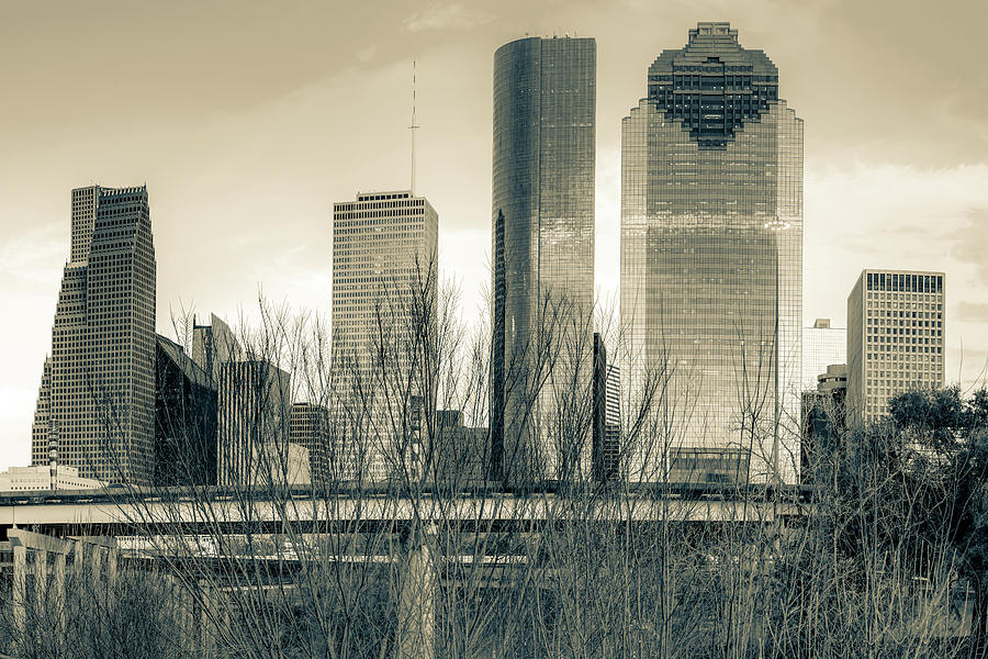 City of Houston Texas - Sepia Skyline Photograph by Gregory Ballos