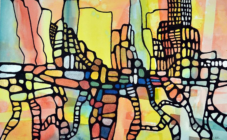 Abstract Painting - City of Lights by Pamela Lee