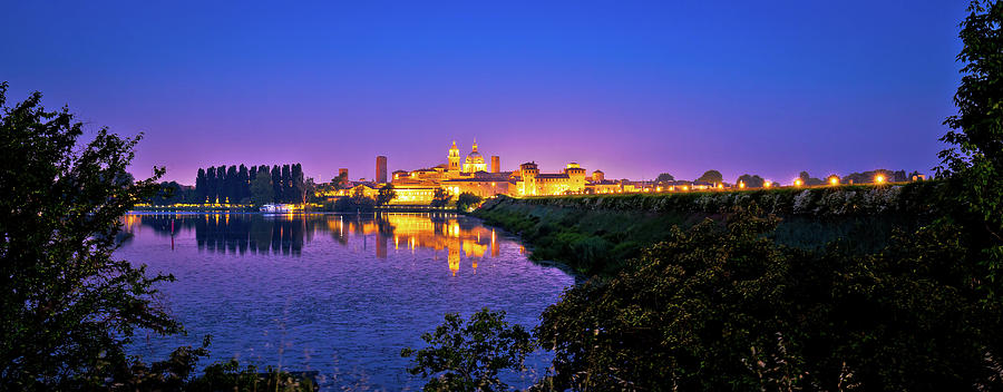 City of Mantova skyline evening panoramic view Photograph by Brch Photography