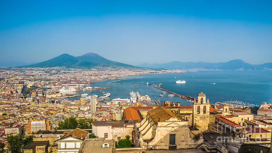 City of Napoli with Mount Vesuvius at sunset Photograph by JR ...