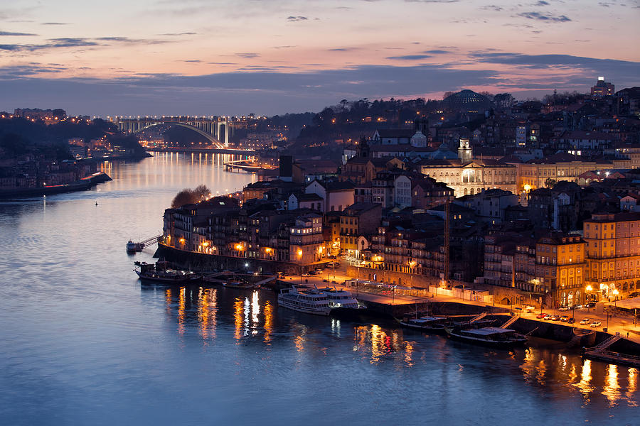 City of Porto in Portugal at Dusk Photograph by Artur Bogacki