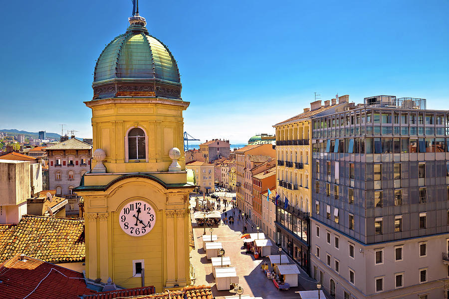City of Rijeka clock tower and central square Photograph by Brch Photography