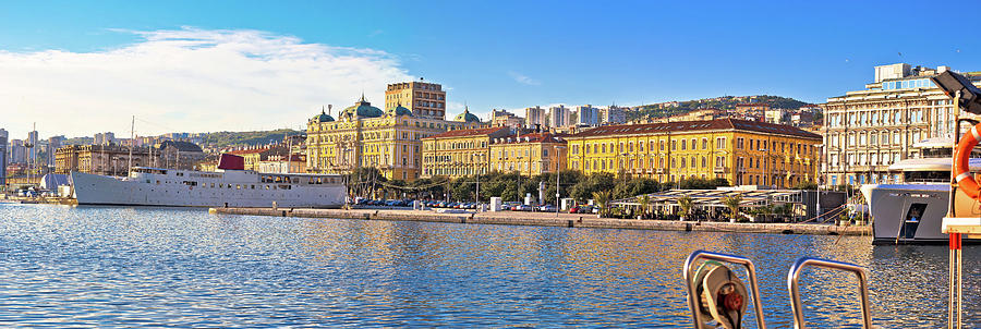 City of Rijeka waterfront boats and architecture panoramic view Photograph by Brch Photography