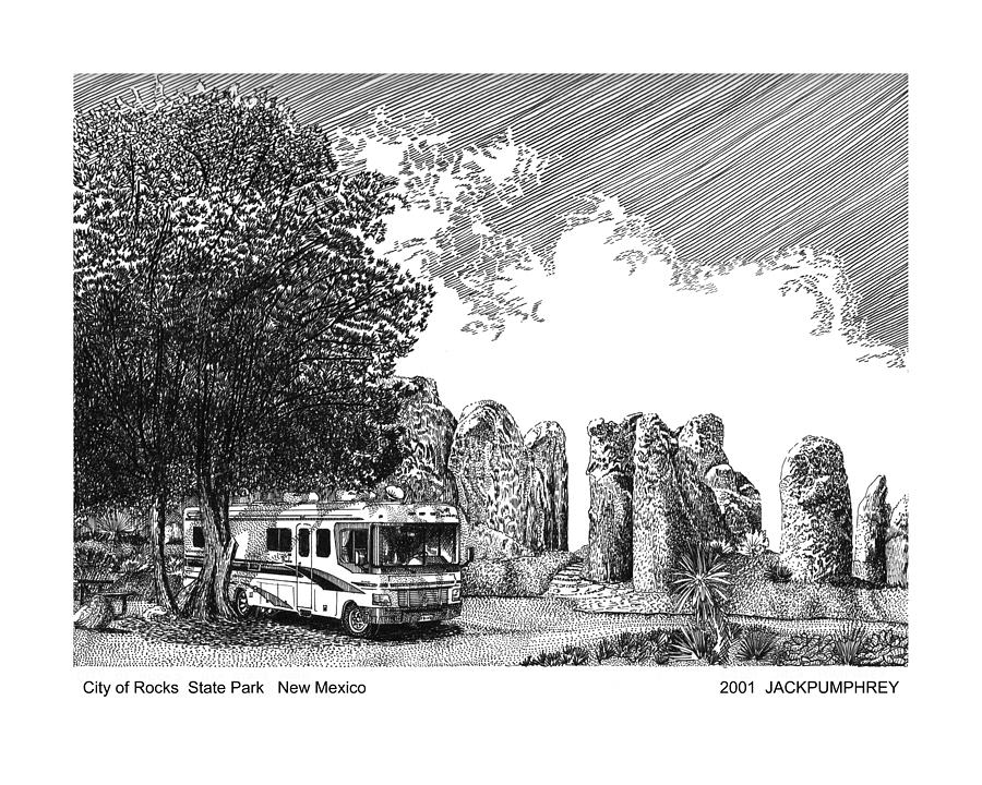 City of Rocks State Park New Mexico Drawing by Jack Pumphrey