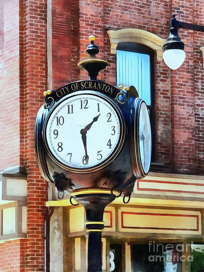 City of Scranton Street Clock Brick Photograph by Janine Riley