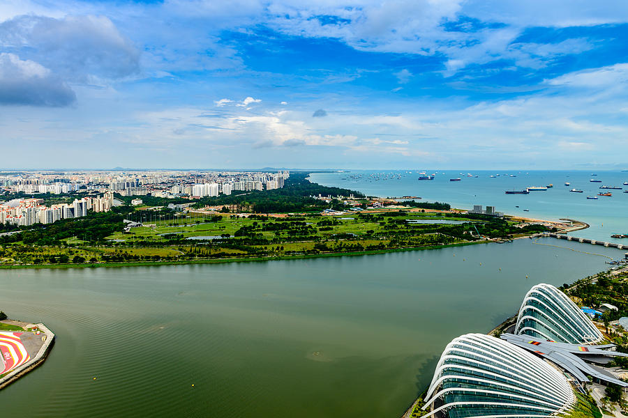 City of Singapore and Blue Sky Photograph by Michael Scott