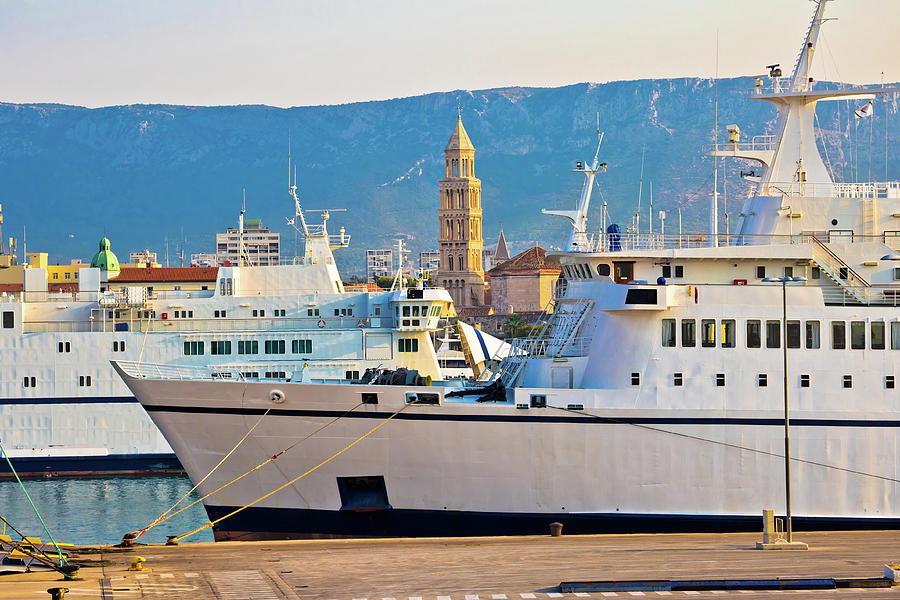 City of Split boats and landmarks view Photograph by Brch Photography