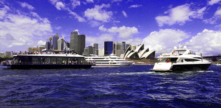 Boat Photograph - City of Sydney and Opera House Surrounded By Blue  by Miroslava Jurcik