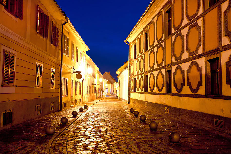 City of Varazdin historic street evening Photograph by Brch Photography