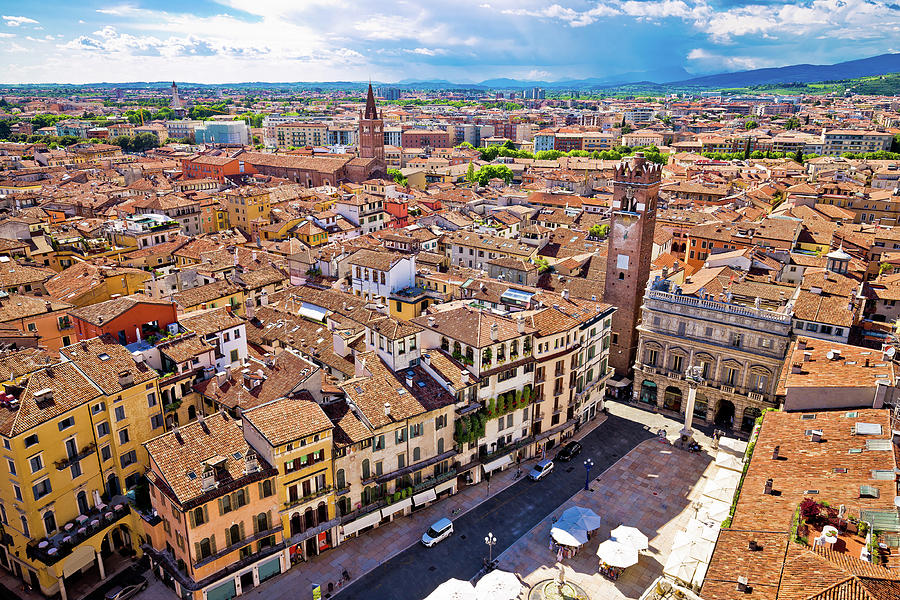 City of Verona aerial view from Lamberti tower Photograph by Brch Photography