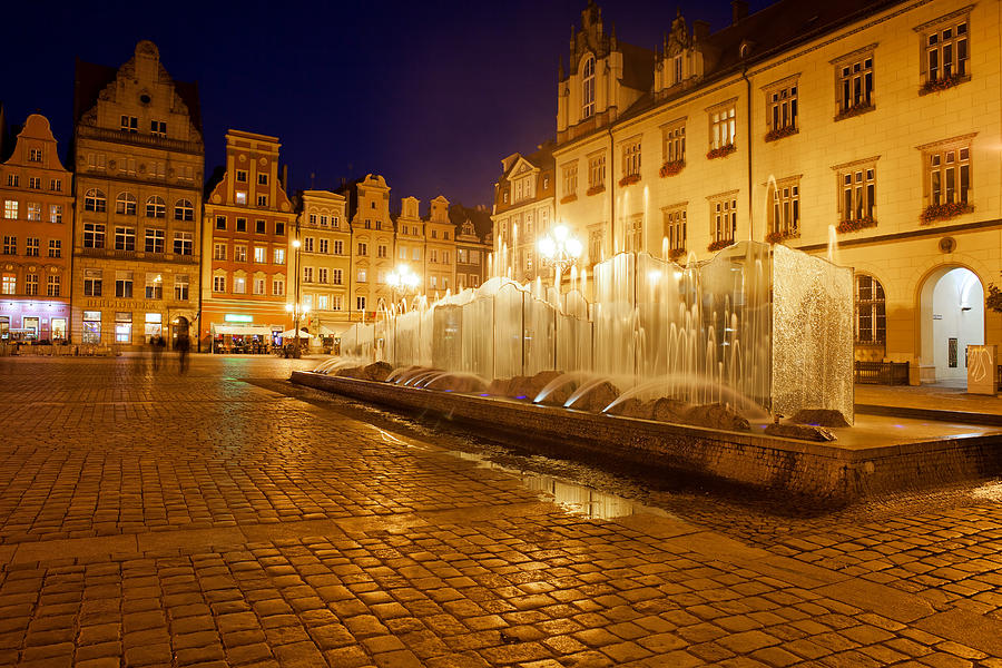 City of Wroclaw Old Town by Night in Poland Photograph by Artur Bogacki