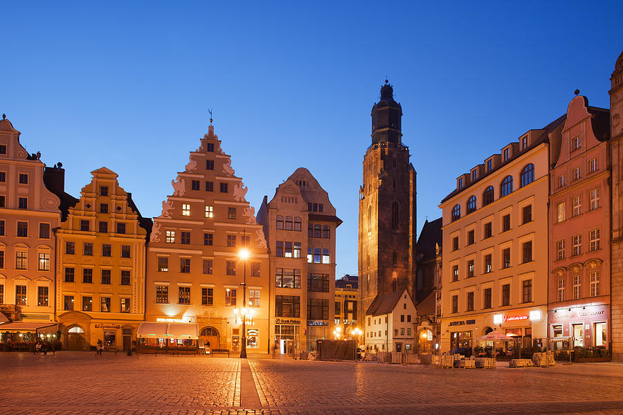 City of Wroclaw Old Town Skyline at Dusk Photograph by Artur Bogacki