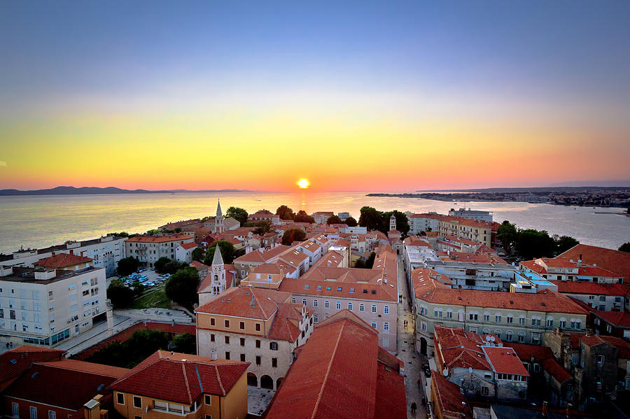Architecture Photograph - City of Zadar skyline sunset view by Brch Photography
